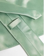 satin slim tie and pocket square in sage green