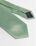 satin slim tie and pocket square in sage green