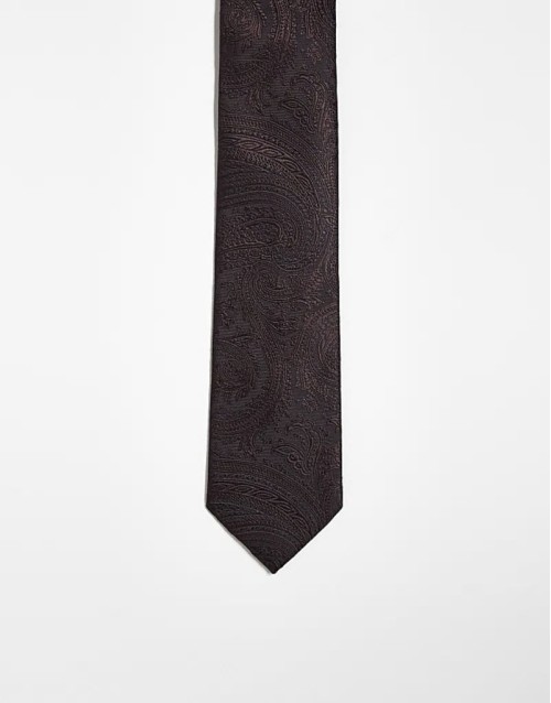 paisley print tie in dark brown