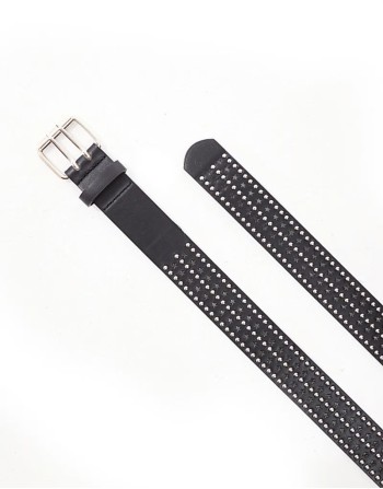 star studded belt in black