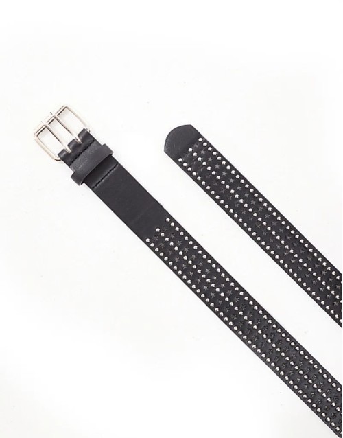 star studded belt in black