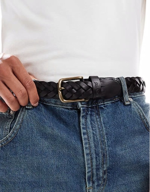 Big Discount leather braid belt in black