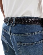 Big Discount leather braid belt in black