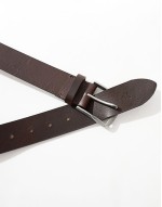 Loss-Making classic flat leather belt in dark brown