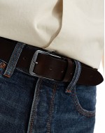 Loss-Making classic flat leather belt in dark brown