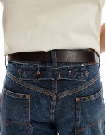 Loss-Making classic flat leather belt in dark brown