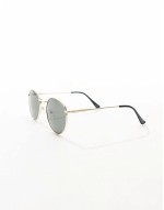 90s round metal sunglasses with smoke lens in gold
