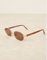 Special Offer Lara oval metal frame sunglasses in chestnut