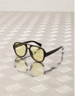 unisex  aviator sunglasses with yellow lens in black