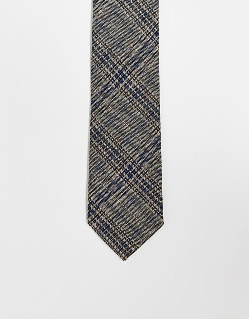 check tie in brown and blue