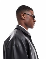 oval sunglasses in black with black lens