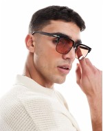 retro sunglasses in black with amber lens