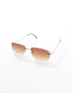 festival slim rimless sunglasses with brown lens and metal silver frame