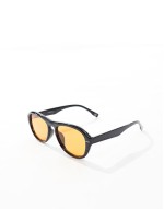 festival aviator sunglasses with amber lens and black frame