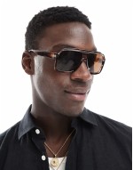 aviator sunglasses in brown horn with brown lens