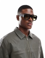 square sunglasses with yellow lens and black frame
