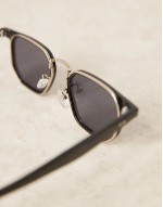 sqaure sunglasses with smoke lens and black frame