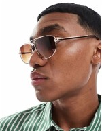 slim metal aviator sunglasses in gold