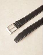 smart belt with contrast stitch in black faux leather