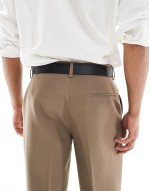 smart faux leather belt with matte black buckle in black