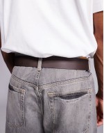 Gelio logo buckle leather belt in dark brown